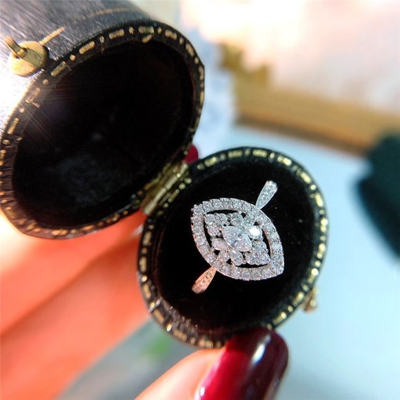 💥 Beautiful Marquis Hollow Anillos Zircon Silver PlatedUNVN12043 - Picture 3 of 9